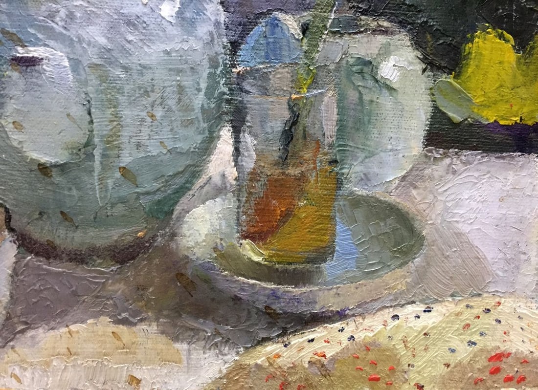 Oil painting Food and drinks on the table - 5