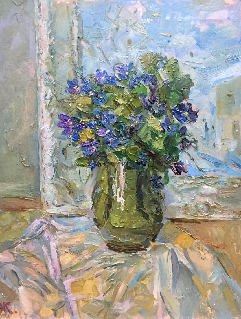 Oil painting Flower by the window Kalashnik Nikolai Fedorovich: Vern 133