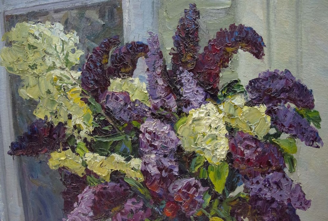 Oil painting Flowers by the window Kolomoitsev Petr Mikhailovich - 6
