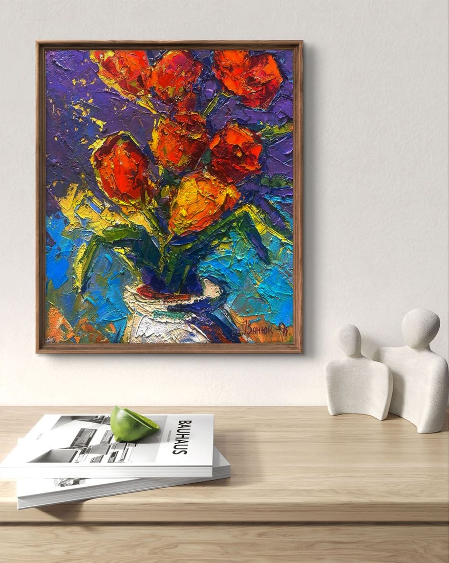 Oil painting Tulips in a vase a spring day Oleksiy Ivanyuk - 2