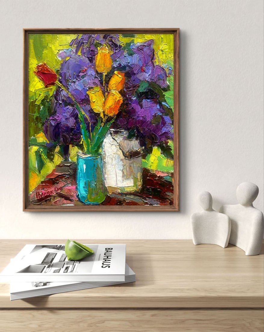 Oil painting Rays of light on lilac petals Oksana Ivanyuk - 2