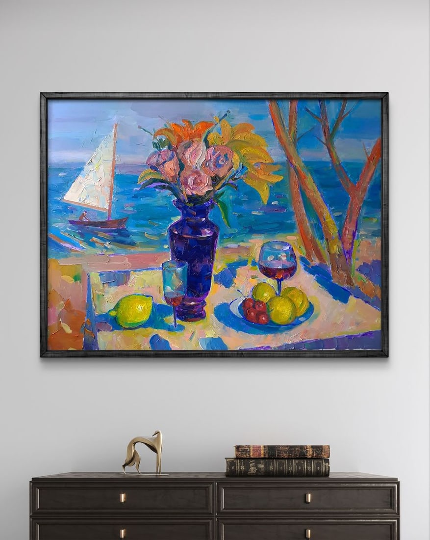 Oil painting Still life against the background of the sea Peter Dobrev - 2