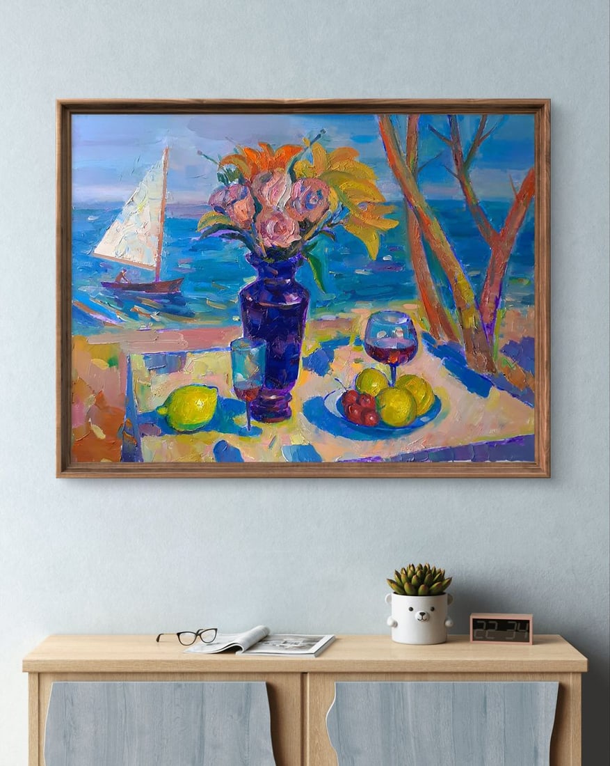 Oil painting Still life against the background of the sea Peter Dobrev - 3