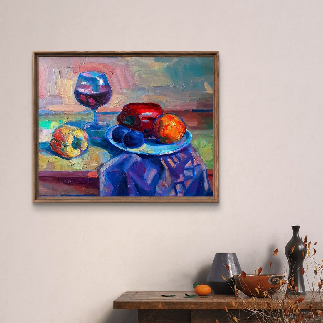 Oil painting Romance with wine and fruits Peter Dobrev - 2