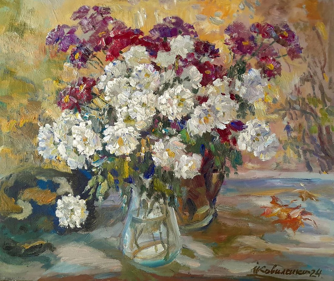 Oil painting A gift of autumn flowers Ivan Kovalenko (1 of 5)