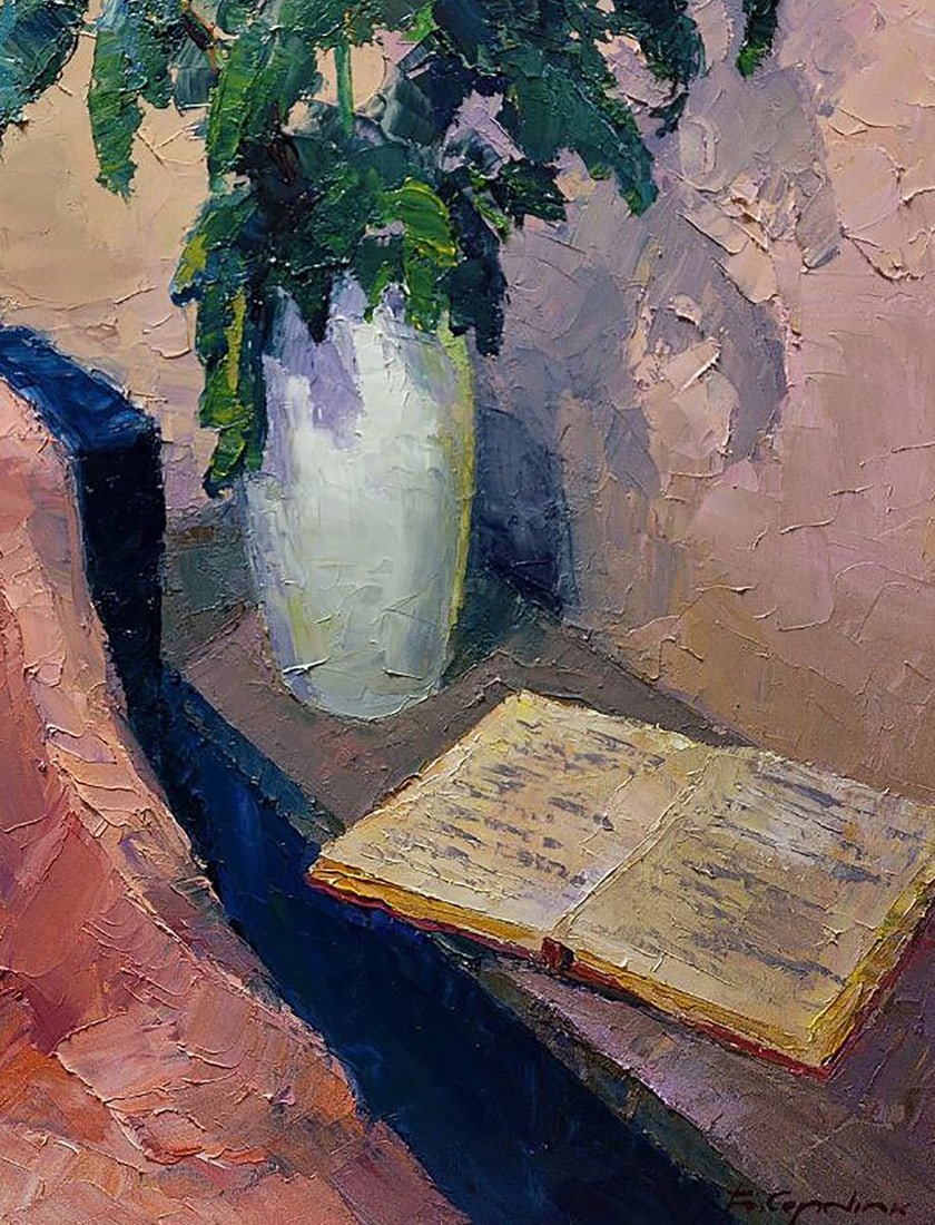 Oil painting White chrysanthemums Boris Serdyuk - 7