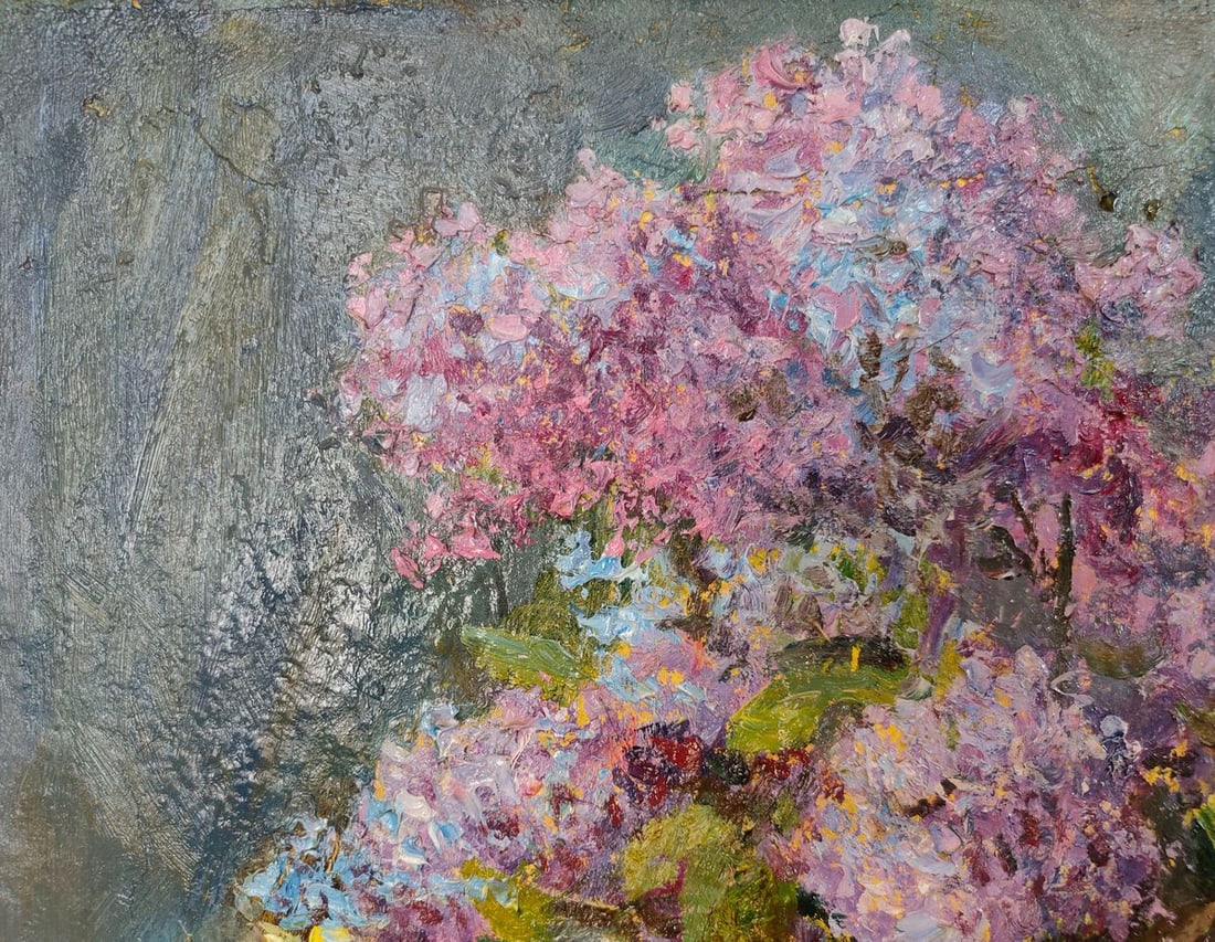 Oil painting Lilac and roses Mishurovsky V. V. - 2