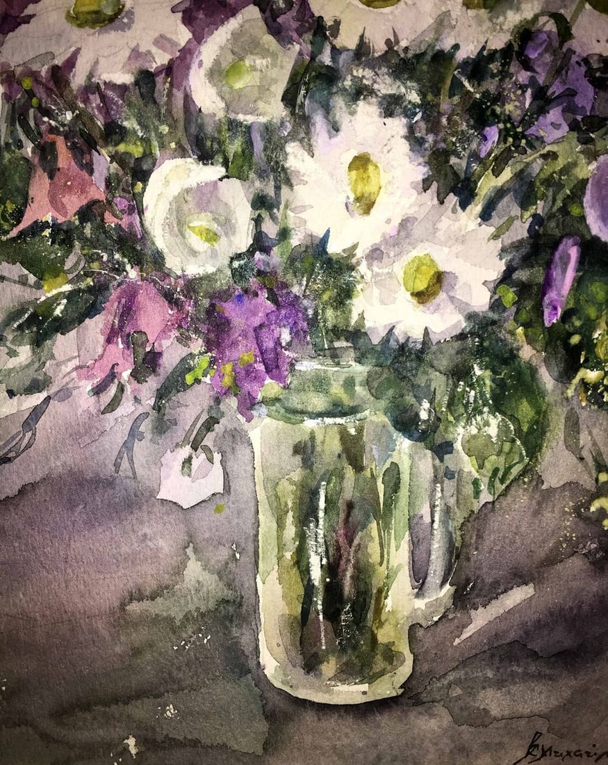 Flowers watercolor painting Viktor Mikhailichenko - 3