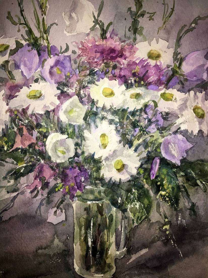 Flowers watercolor painting Viktor Mikhailichenko - 7