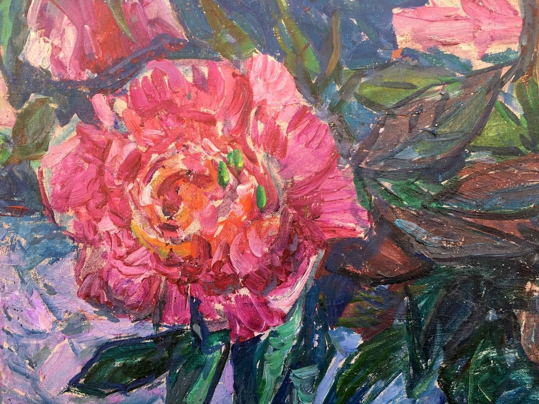 Peonies oil painting - 6