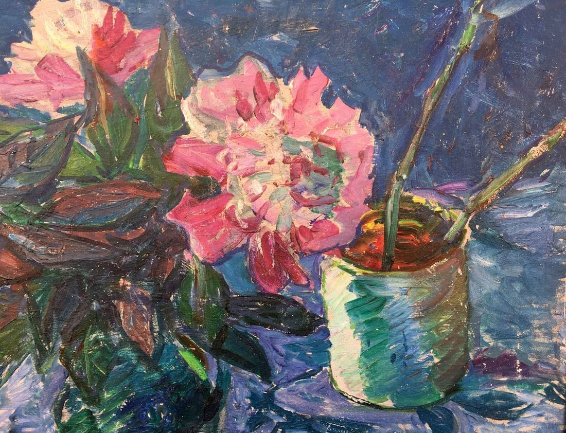 Peonies oil painting - 9