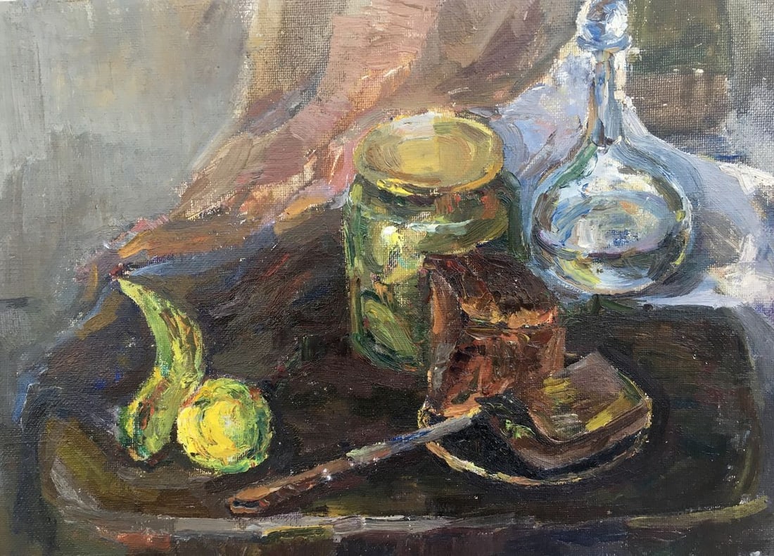 Oil painting still life Irina Palazhchenko: 421 * TITLE: "Still life" * ARTISTS: Irina Palazhchenko * SIZE: 35x49 cm/13,77x19,29 inches' * MEDIUM: oil, cardboard * HAND PAINTED: Original painting from our collection * CONDITION: we tried to con