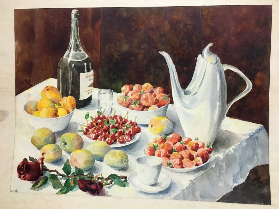 Watercolor painting Still life with strawberries Yaremchenko V. - 2