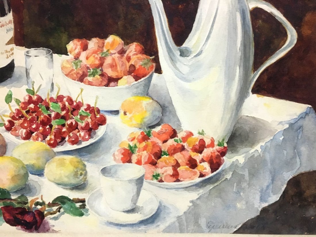 Watercolor painting Still life with strawberries Yaremchenko V. - 6