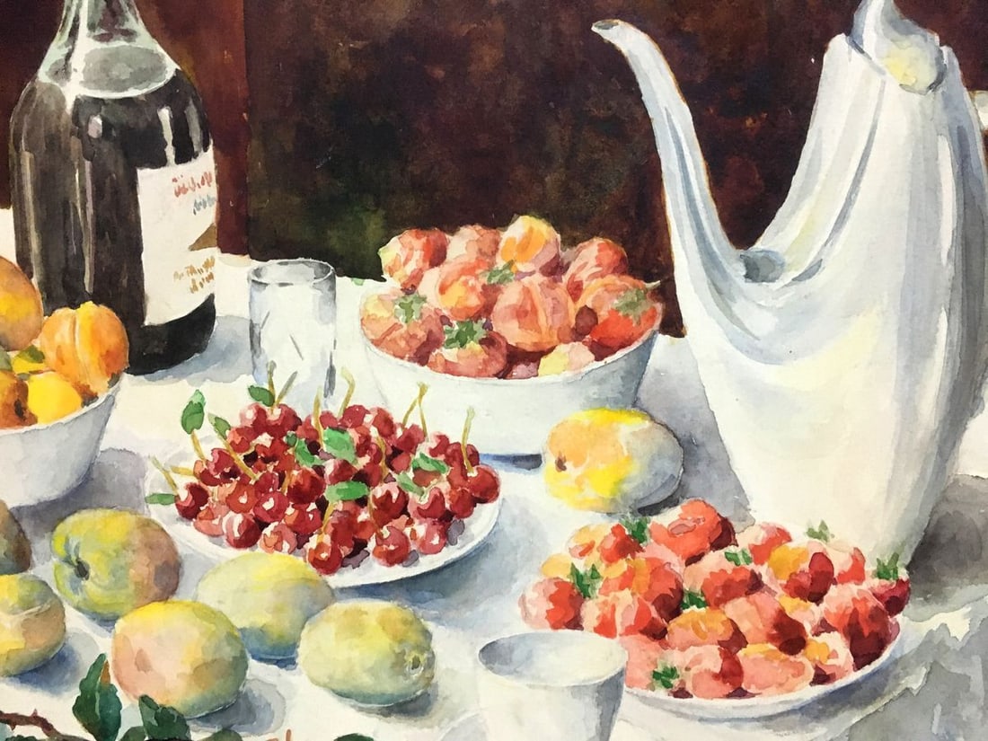 Watercolor painting Still life with strawberries Yaremchenko V. - 7