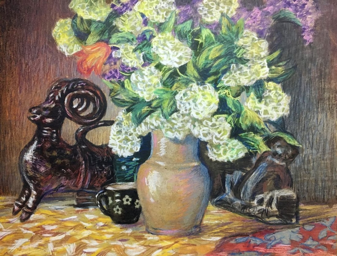 Pencils painting Still life with a figure Alexander Georgievich Cherkass - 2