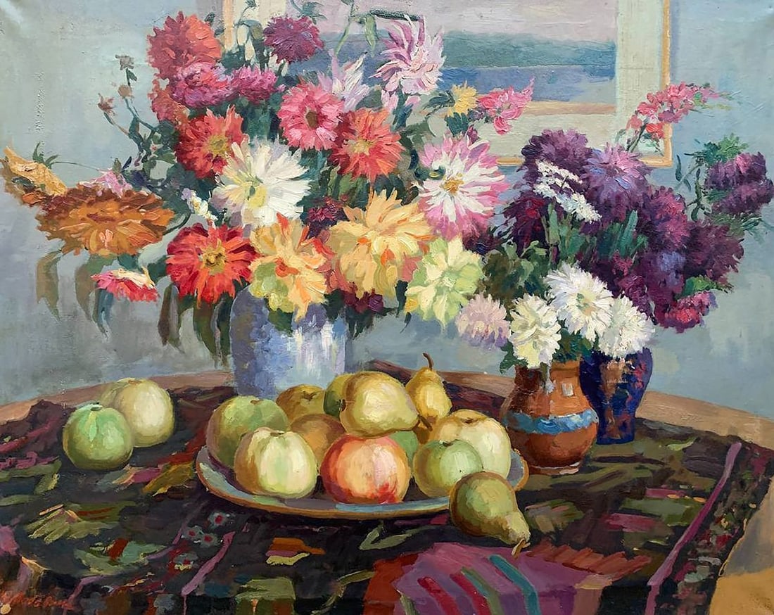Oil painting Flowers and fruits Lyubavin Yury Mikhailovich - 2