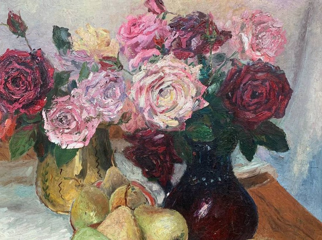 Oil painting Roses and pears Unknown artist - 2