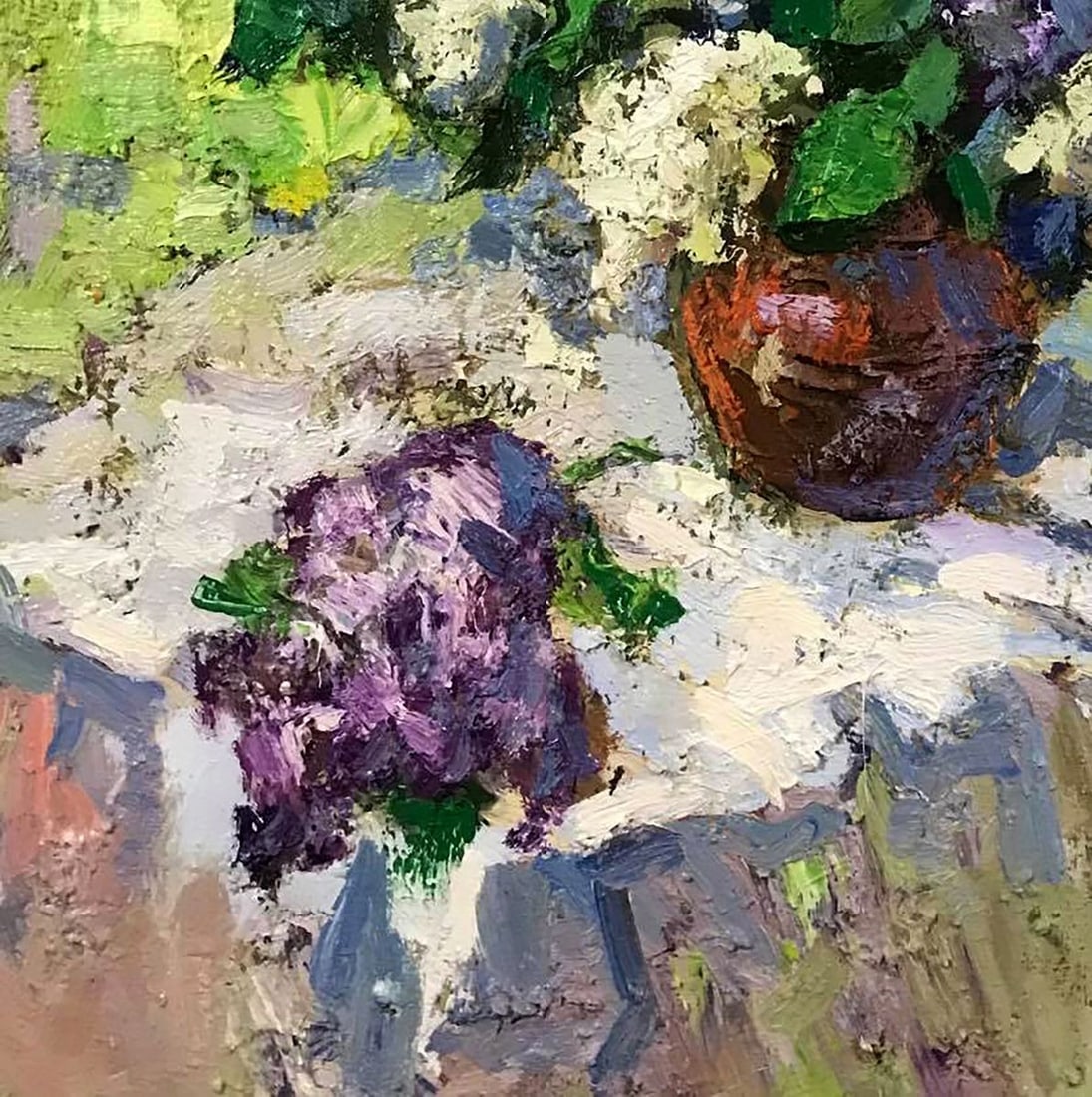Oil painting A bouquet of lilacs on the table Kalenyuk Alex - 4