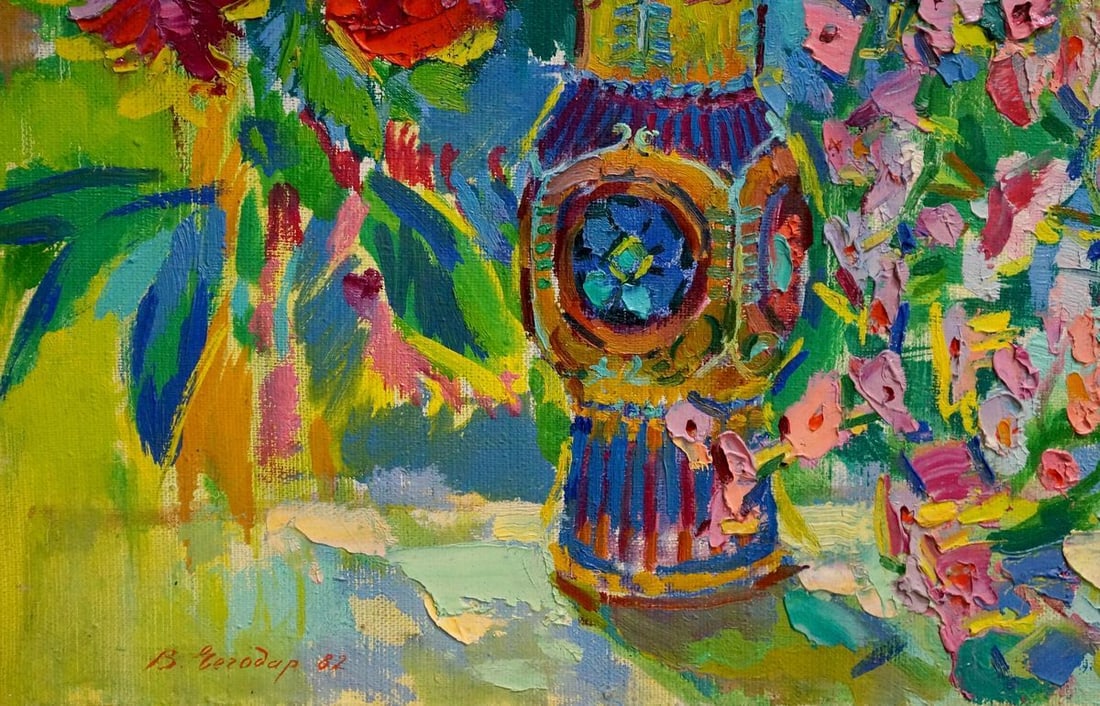 Oil painting Flowers in a vase Chegodar Vasily Dmitrievich - 3
