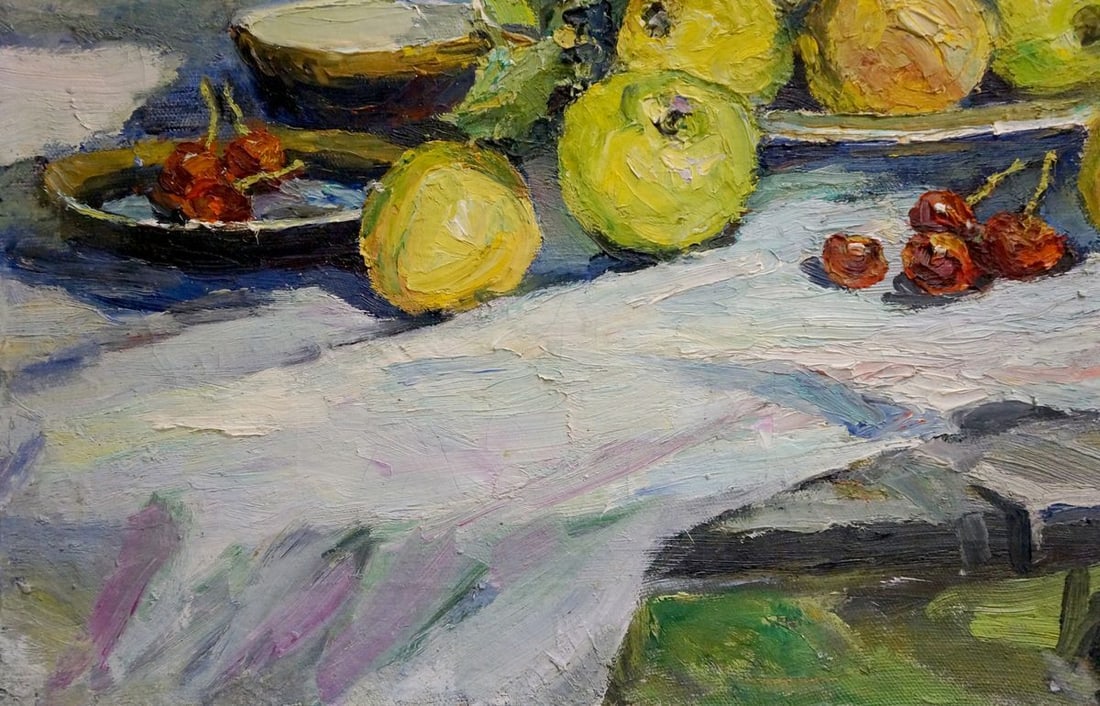 Oil painting Sokolova Zinaida Ivanovna Flowers and fruits nearby - 2