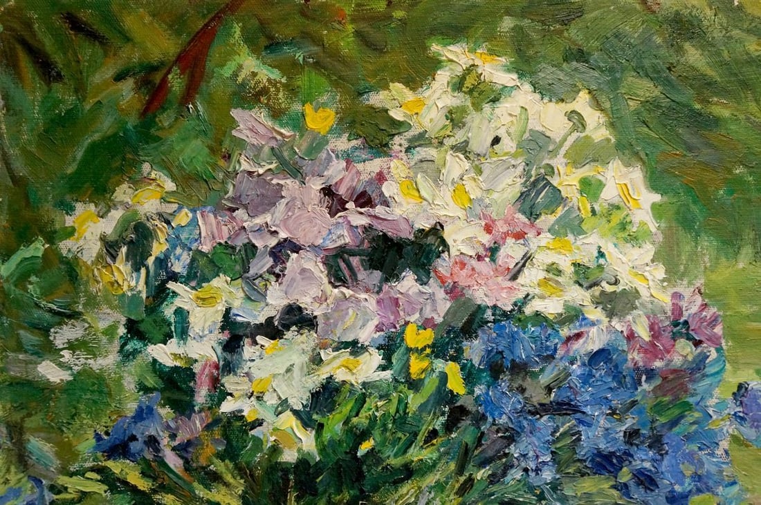Oil painting Sokolova Zinaida Ivanovna Flowers and fruits nearby - 3