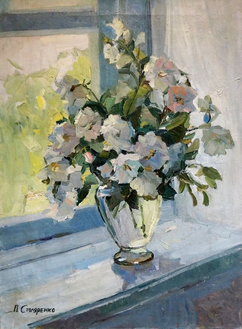 Oil painting Flower by the window Peter Kuzmich Stolyarenko: Vern 593