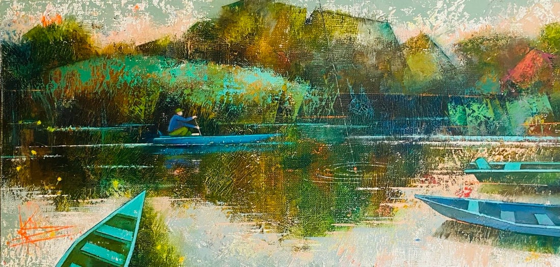 Abstract Oil painting Fishing Oksana Kyrylenko - 3