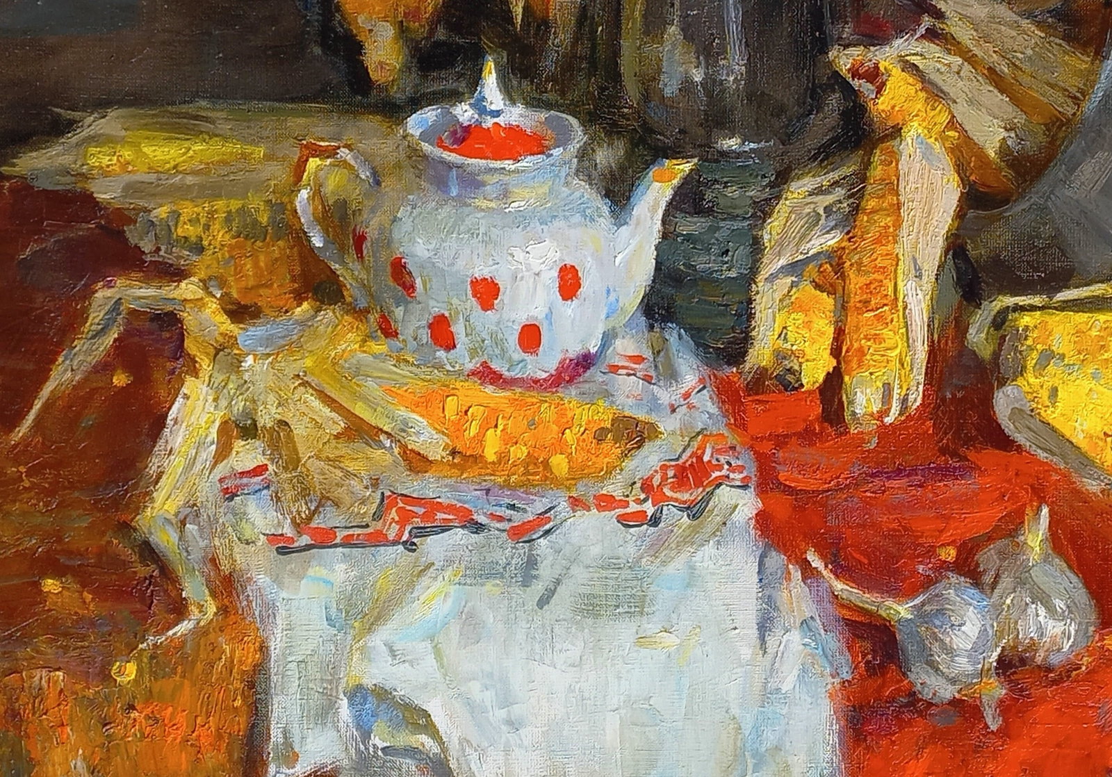 Oil painting Still life with corn Ukrainian Artist - 3