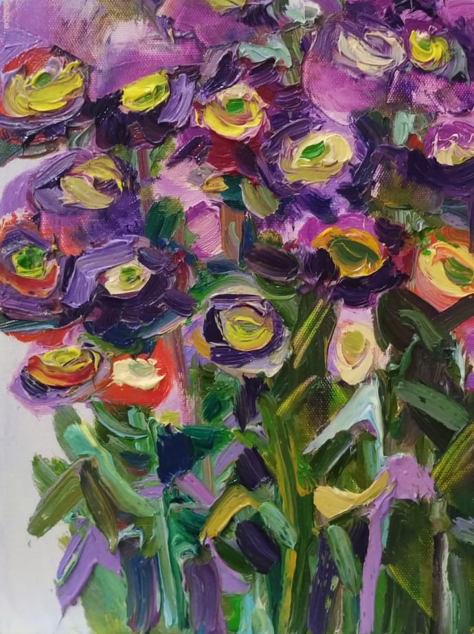 Oil painting Asters Nina L - 7
