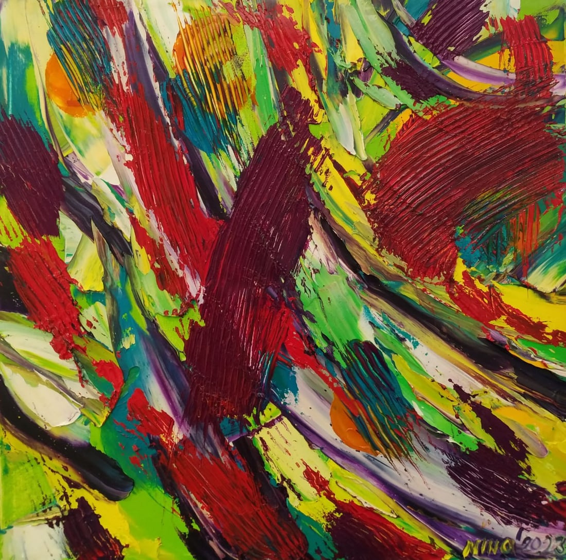 Abstract Oil painting Flight Nina L - 10