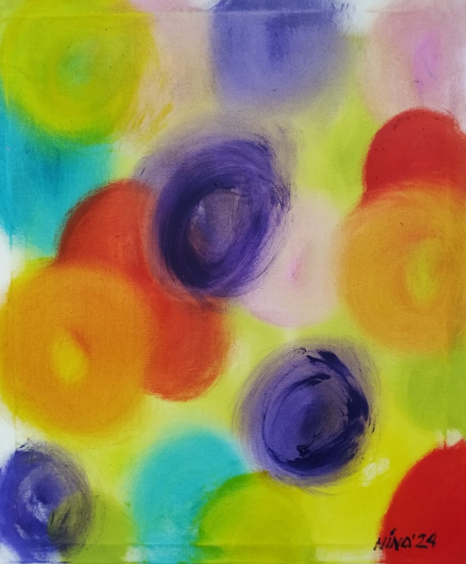Abstract Oil painting Colored dreams Nina L: Title: Abstract Oil painting Colored dreams Nina L Description: 28Lt Painter: Nina L. S?ze: 60x59 cm/ 23.62x23.22 inches Components: oil, canvas Original painting CONDITION: exellent ERA: 2024 ARTIST: