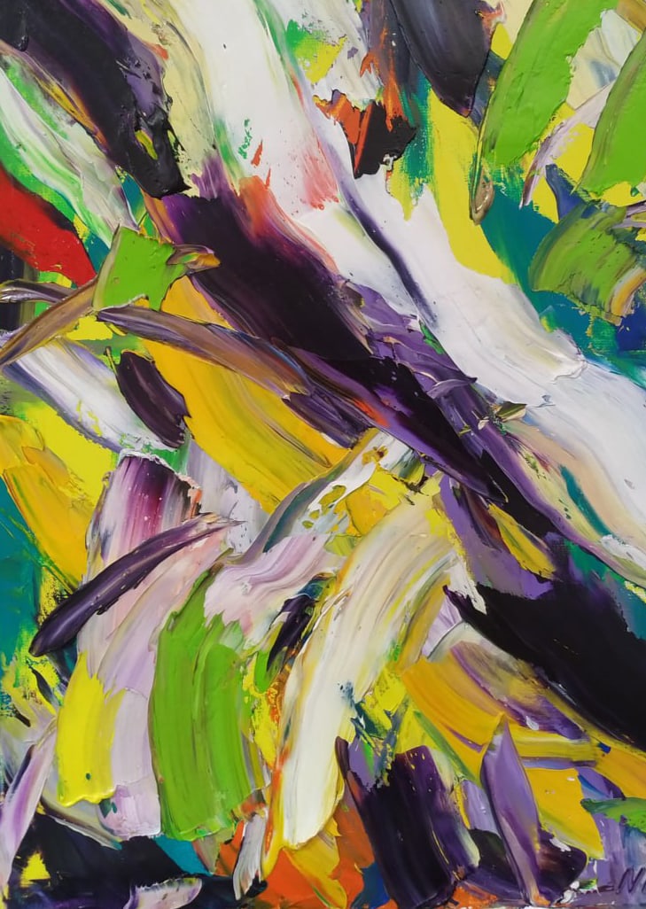 Abstract Oil painting Flow Nina L - 4