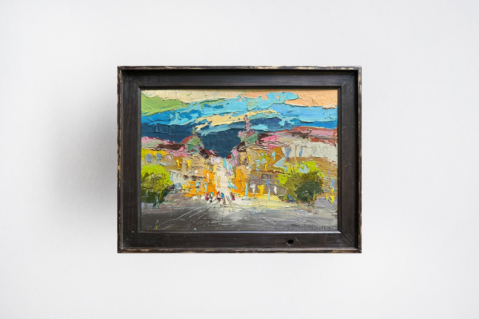 Oil painting with farme Evening city K. Leonid - 10
