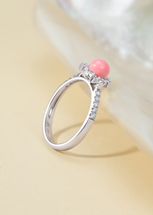 PT950 Platinum Conch Pearl Ring - 7