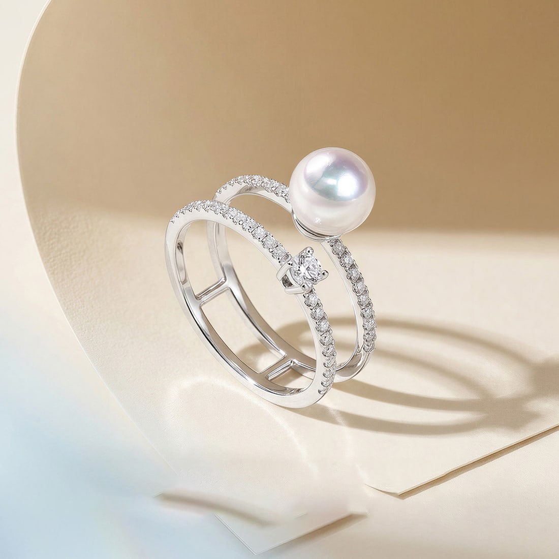 18K Gold Akoya Pearl Ring - 3