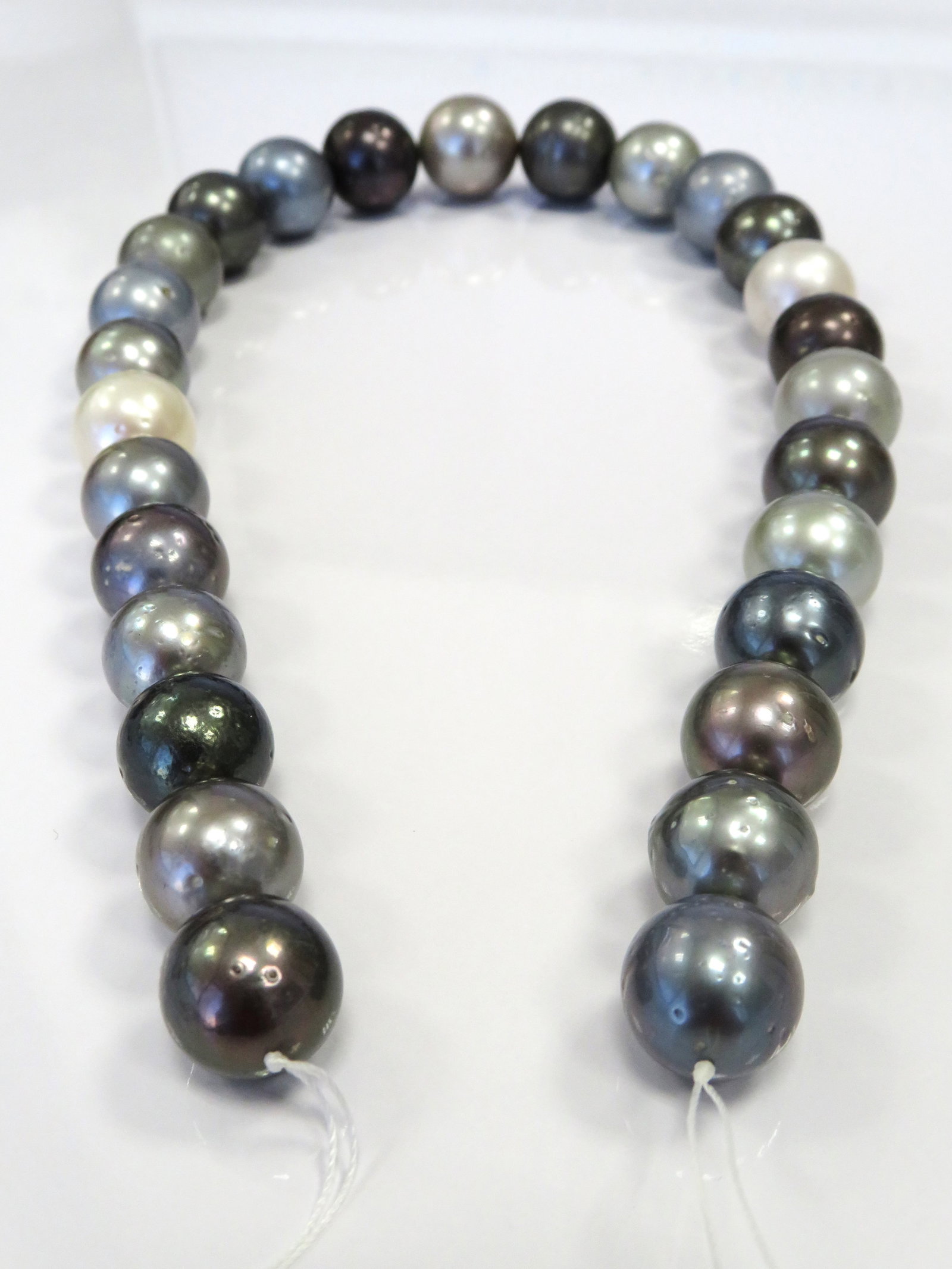 15-17mm Round Mix Light to Dark Multi-Color Tahitian Pearl Necklace Strand - 3