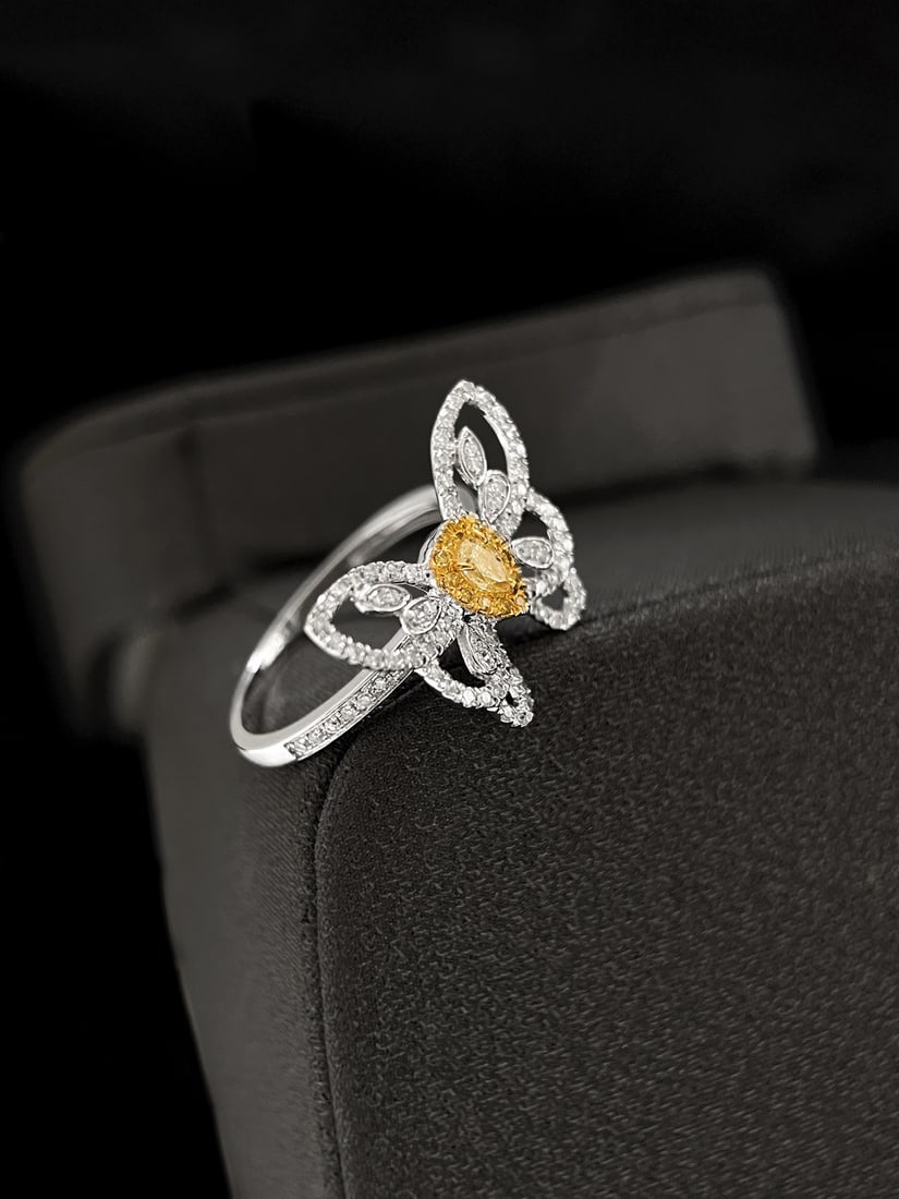 18K Gold Diamond Yellow Diamond Ring - 2