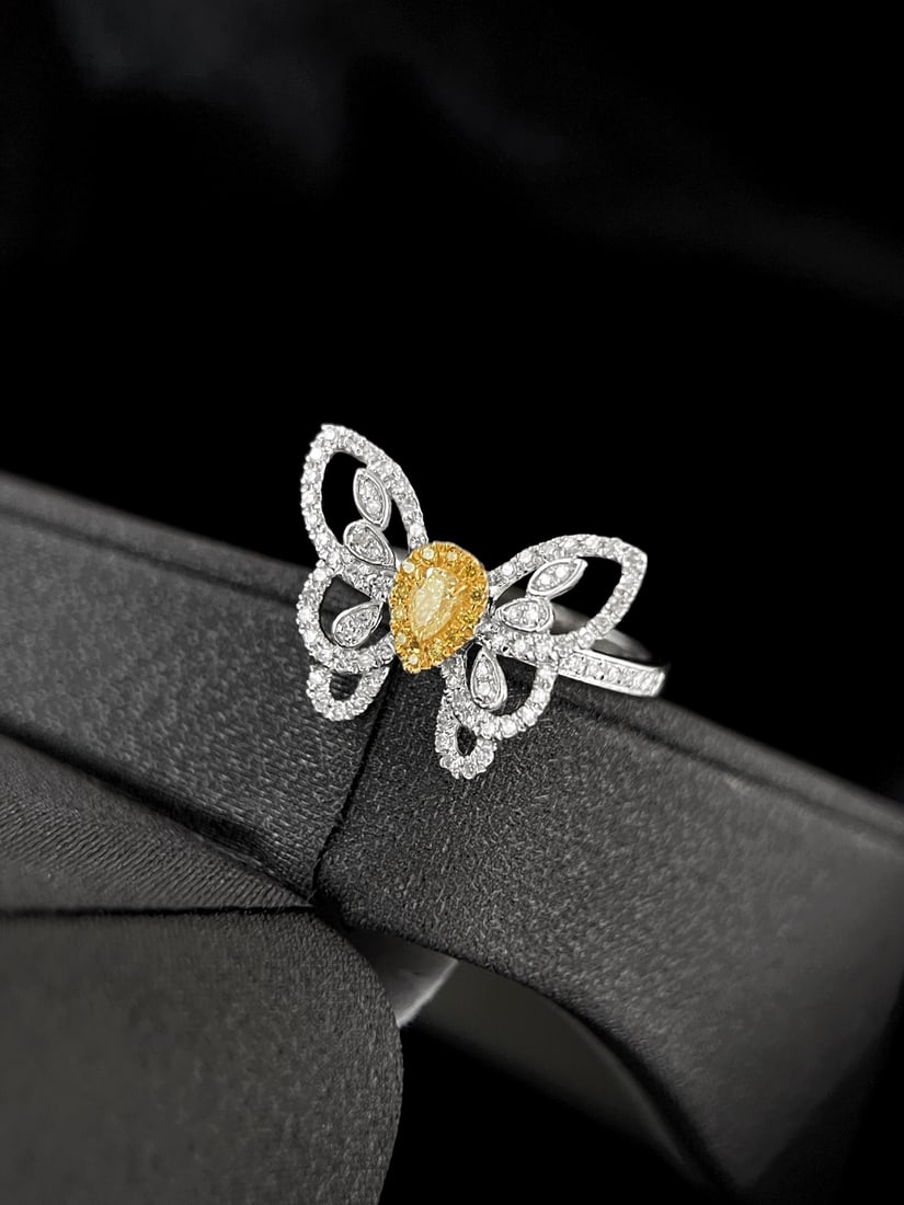 18K Gold Diamond Yellow Diamond Ring - 3