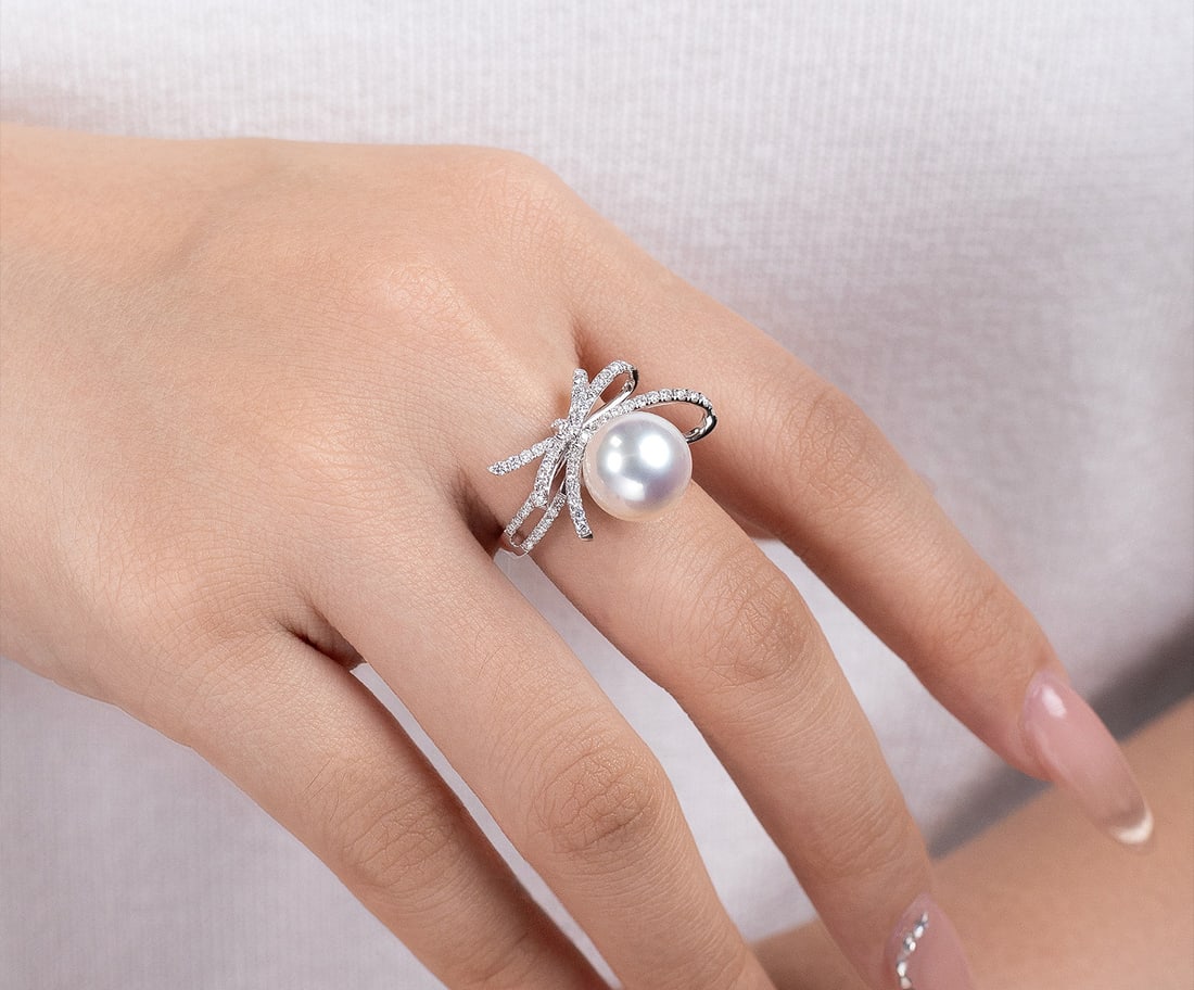 18K Gold GIA Vivid Venus South Sea White Pearl Ring - 2