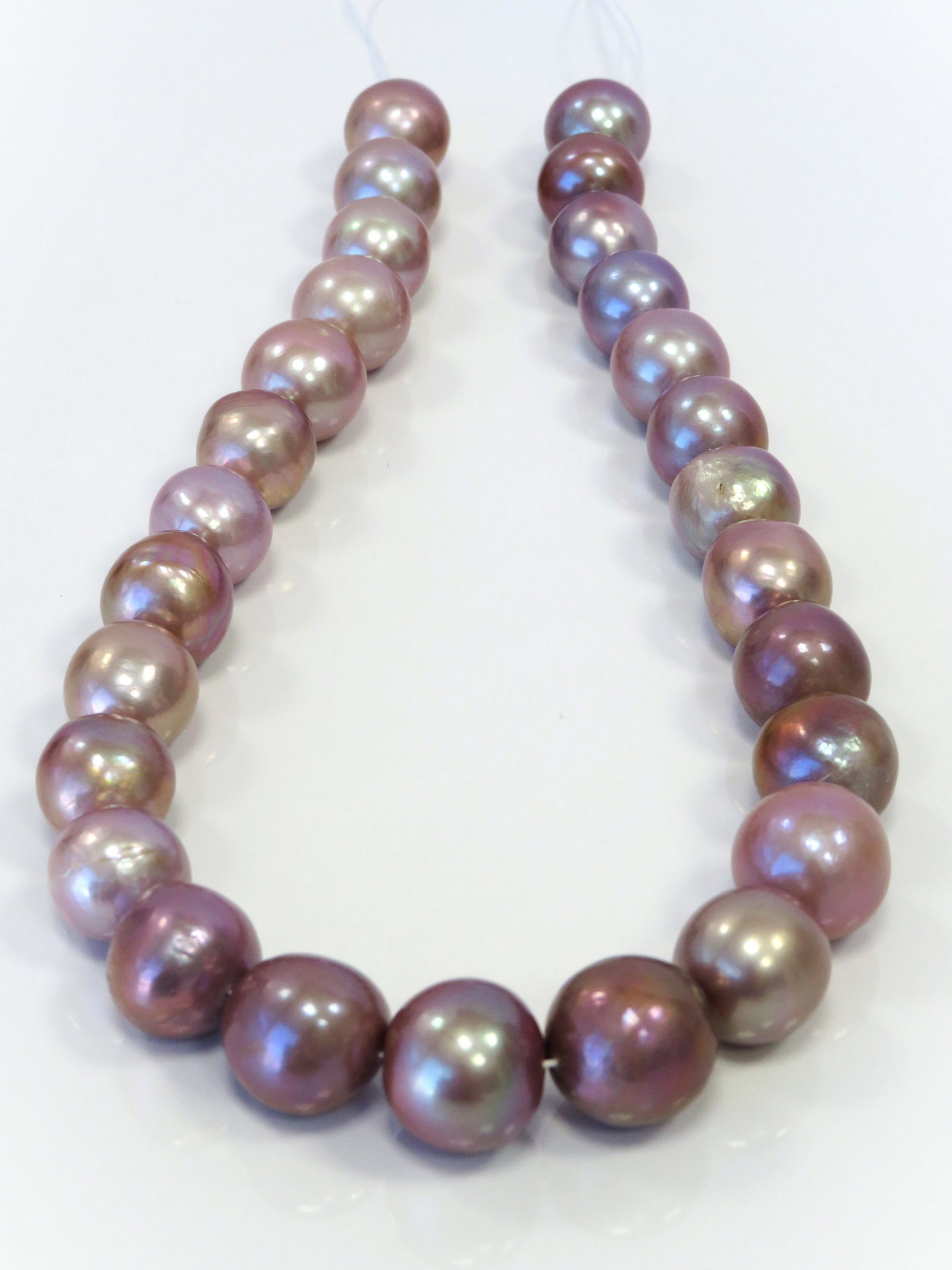 14-16mm Oval/Drop Semi-Baroque Medium-Dark Purple/Pink Fresh Water Pearl Necklace Strand - 2