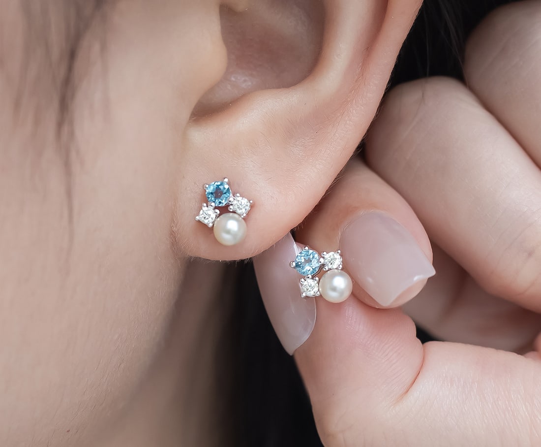 S925 Silver Seawater Pearl Earrings - 2
