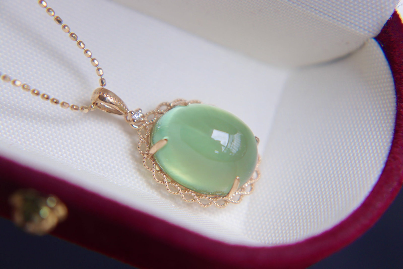 18K Gold Prasiolite Diamond Pendant - 2