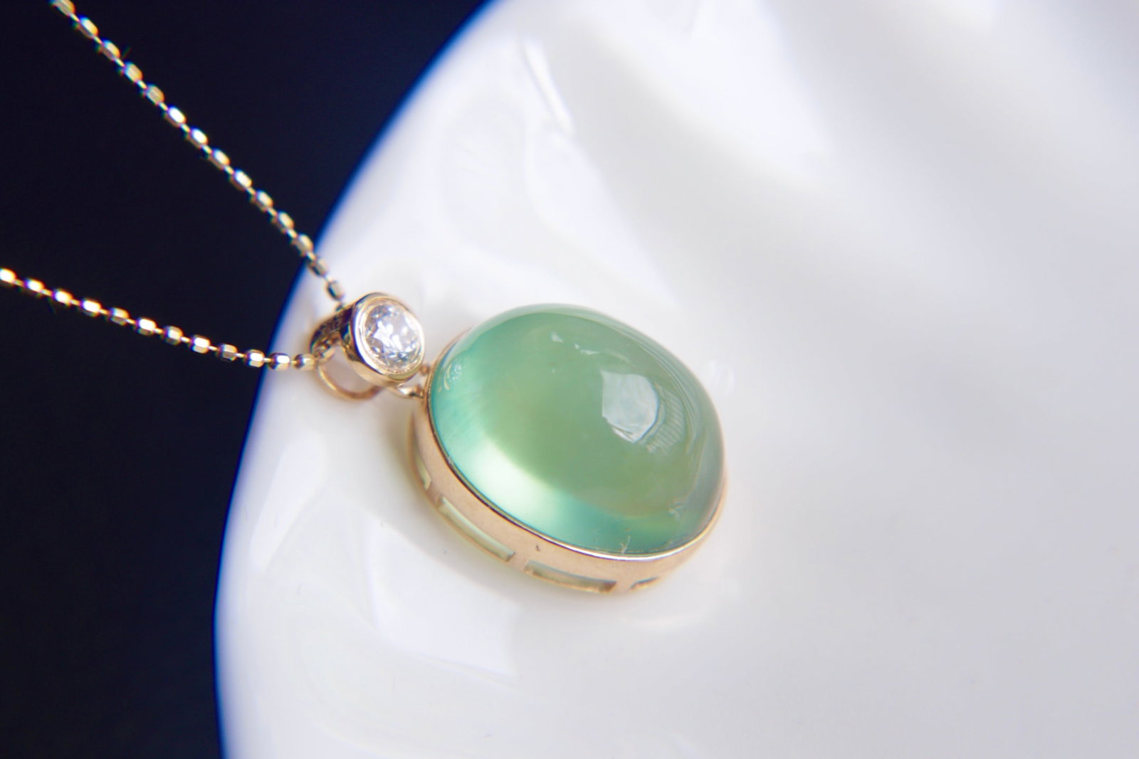 18K Gold Prasiolite Diamond Pendant - 2