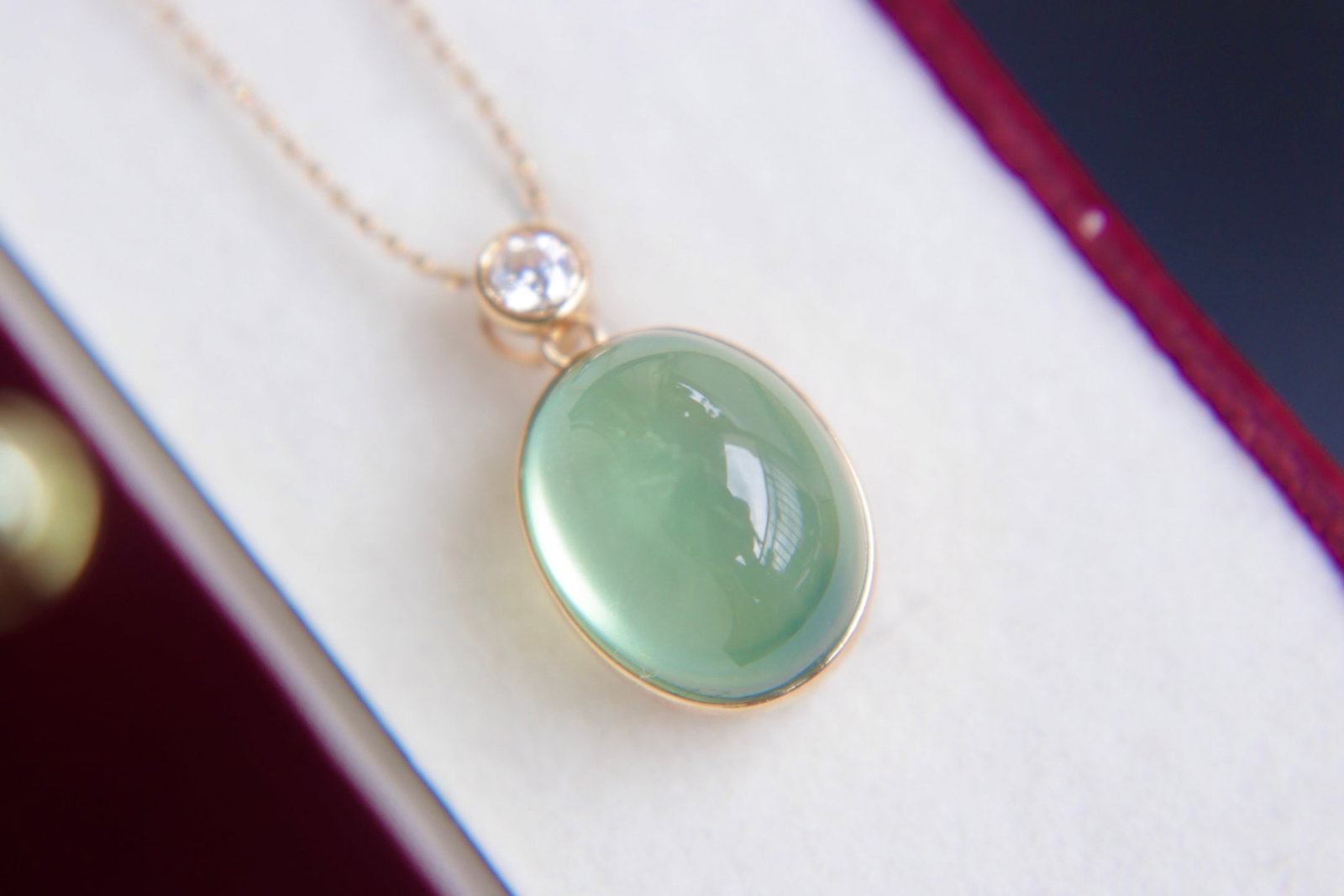 18K Gold Prasiolite Diamond Pendant - 7
