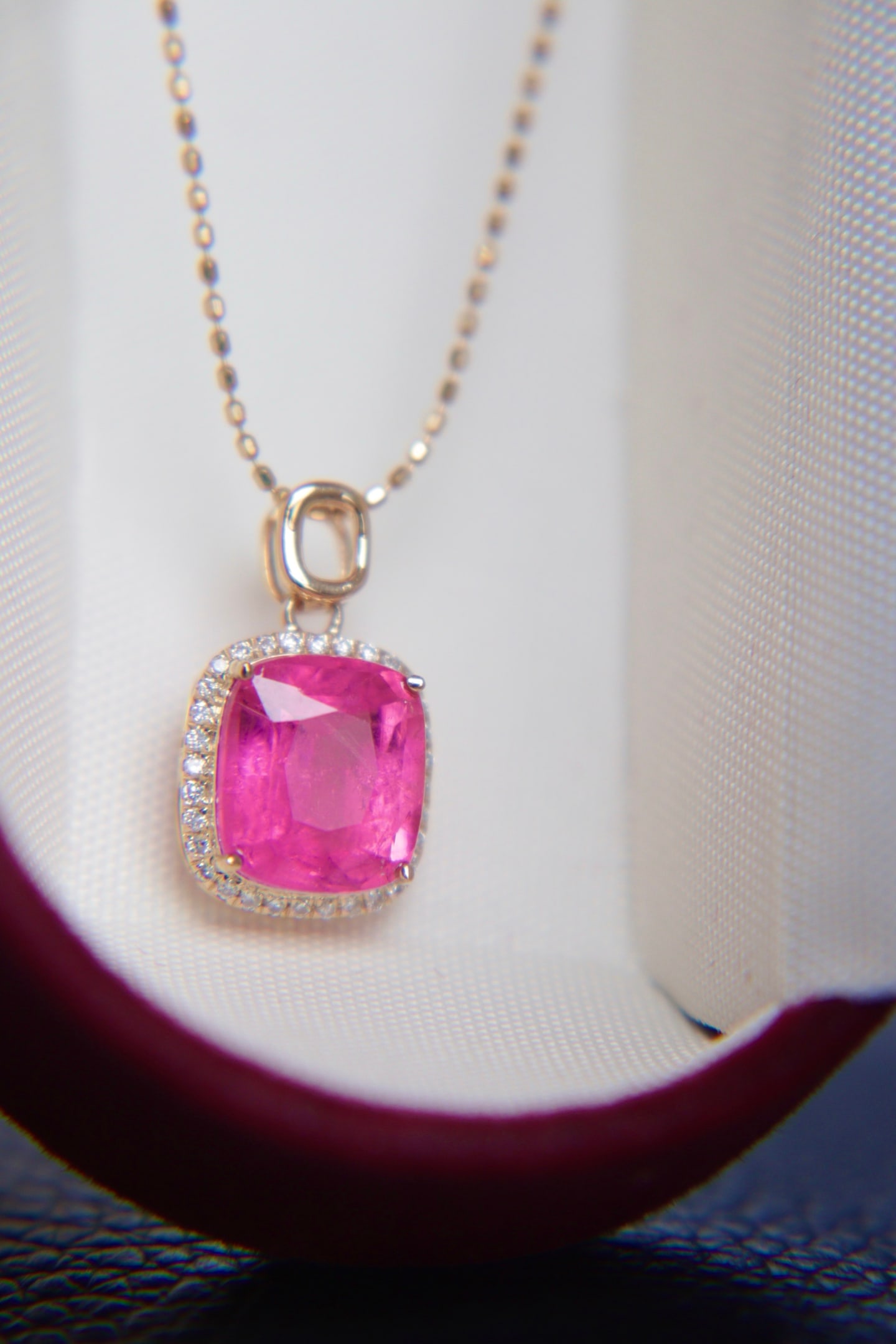 18K Gold Natural Tourmaline Diamond Pendant - 2