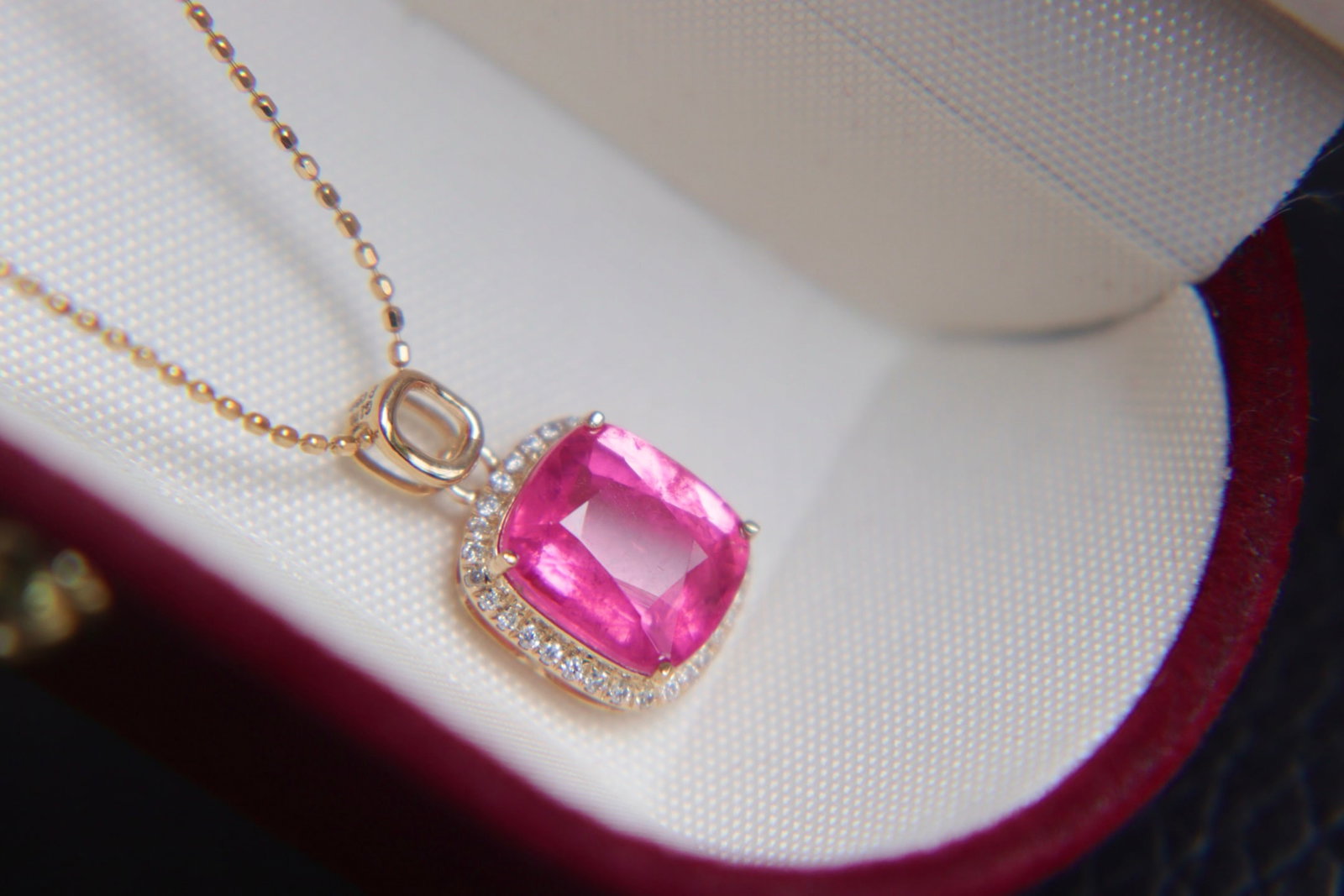18K Gold Natural Tourmaline Diamond Pendant - 5