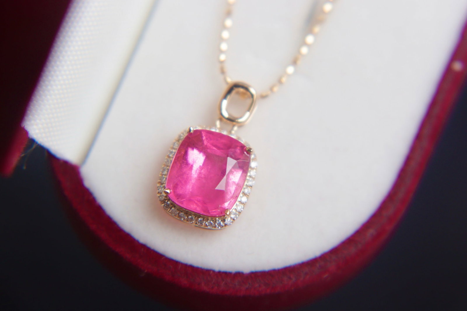 18K Gold Natural Tourmaline Diamond Pendant - 7