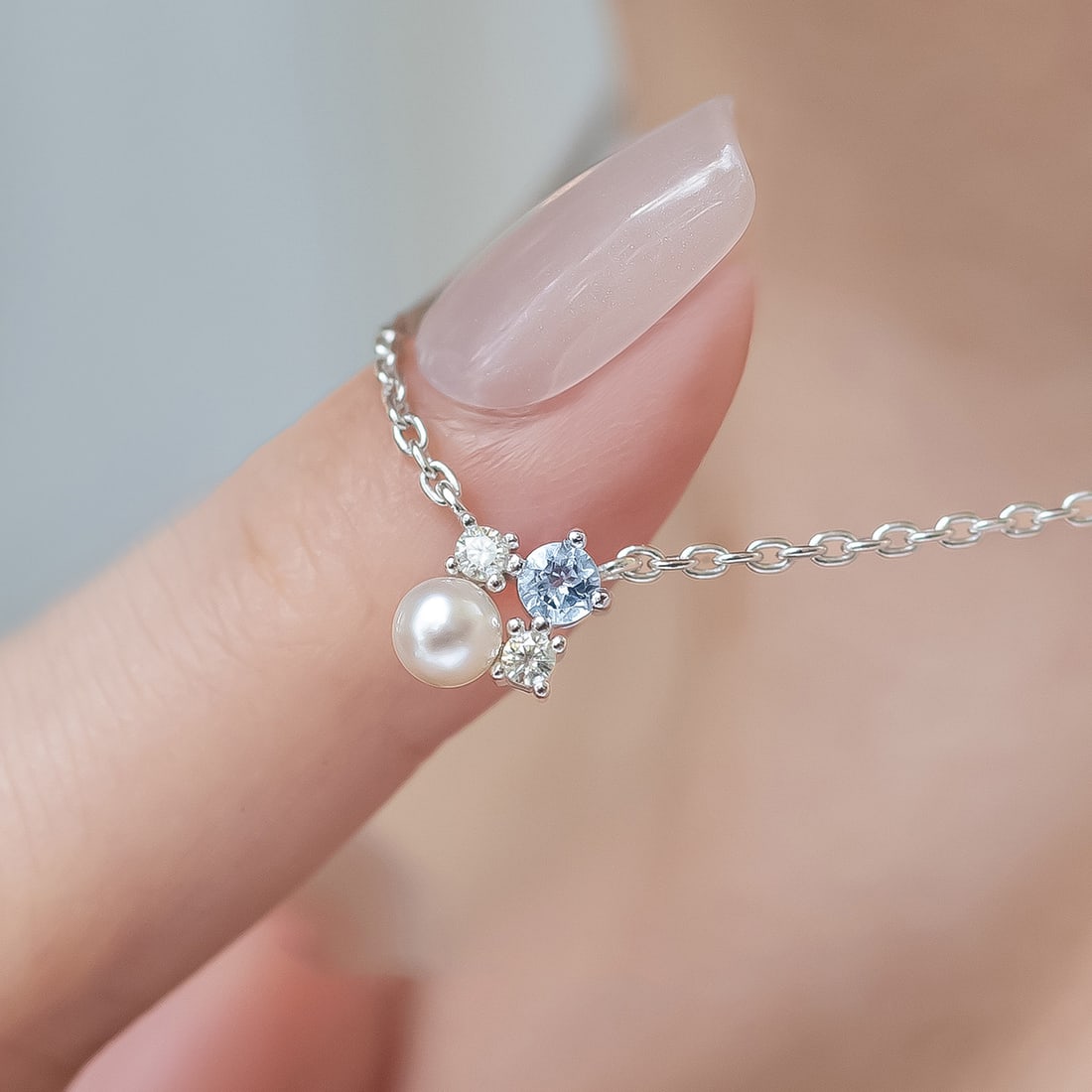 S925 Silver Topaz Seawater Pearl Necklace Pendant - 2
