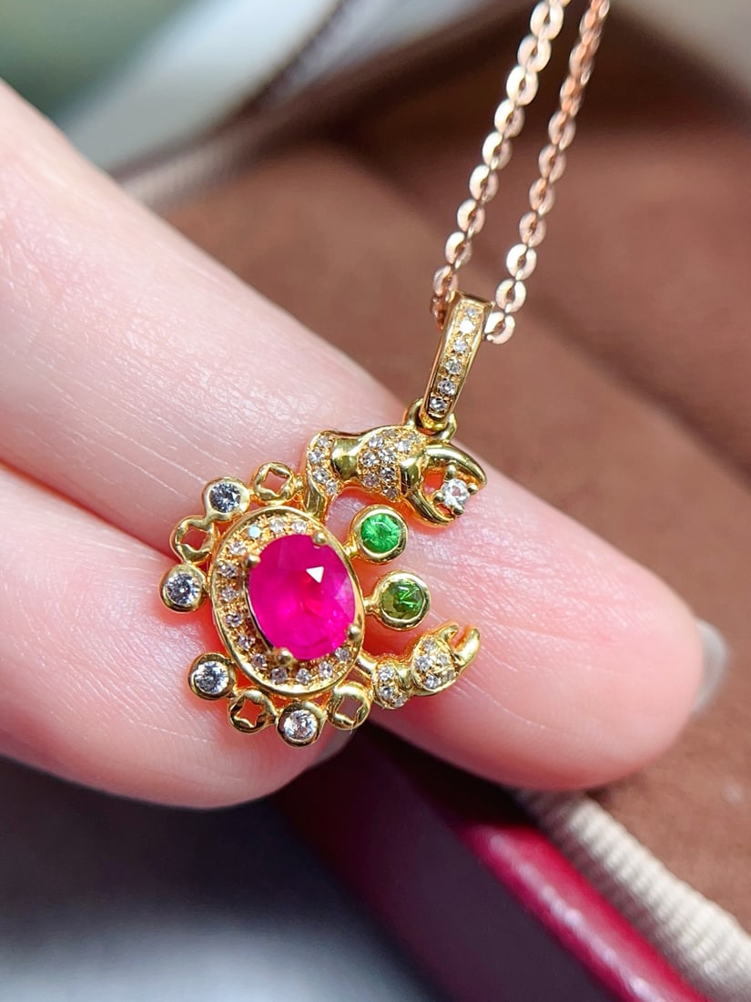 18K Gold Ruby Pendant - 3